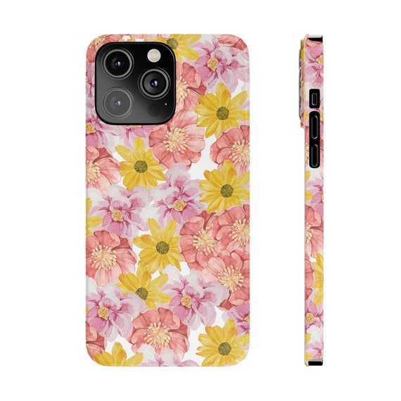 Pink and Yellow Flowers  iPhone 14 Phone Cases