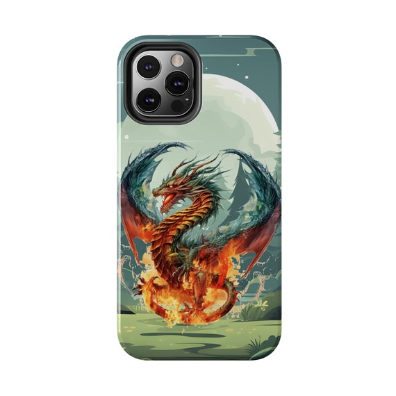 Fiery Dragon iPhone 12 Cases. Knightcore, medieval, Fantasy, Flying Dragon