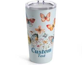 Personalized Butterfly Tumbler 20oz, Custom Butterfly Tumbler, Butterfly Travel Mug, Custom Butterfly Tumbler. Great gift for Teachers