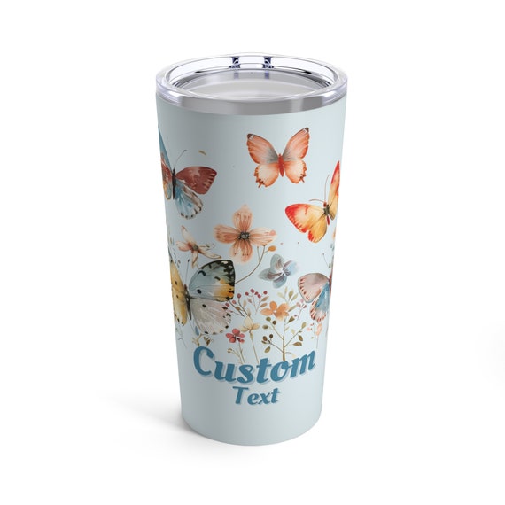 Personalized Butterfly Tumbler 20oz, Custom Butterfly Tumbler, Butterfly Travel Mug, Custom Butterfly Tumbler. Great gift for Teachers