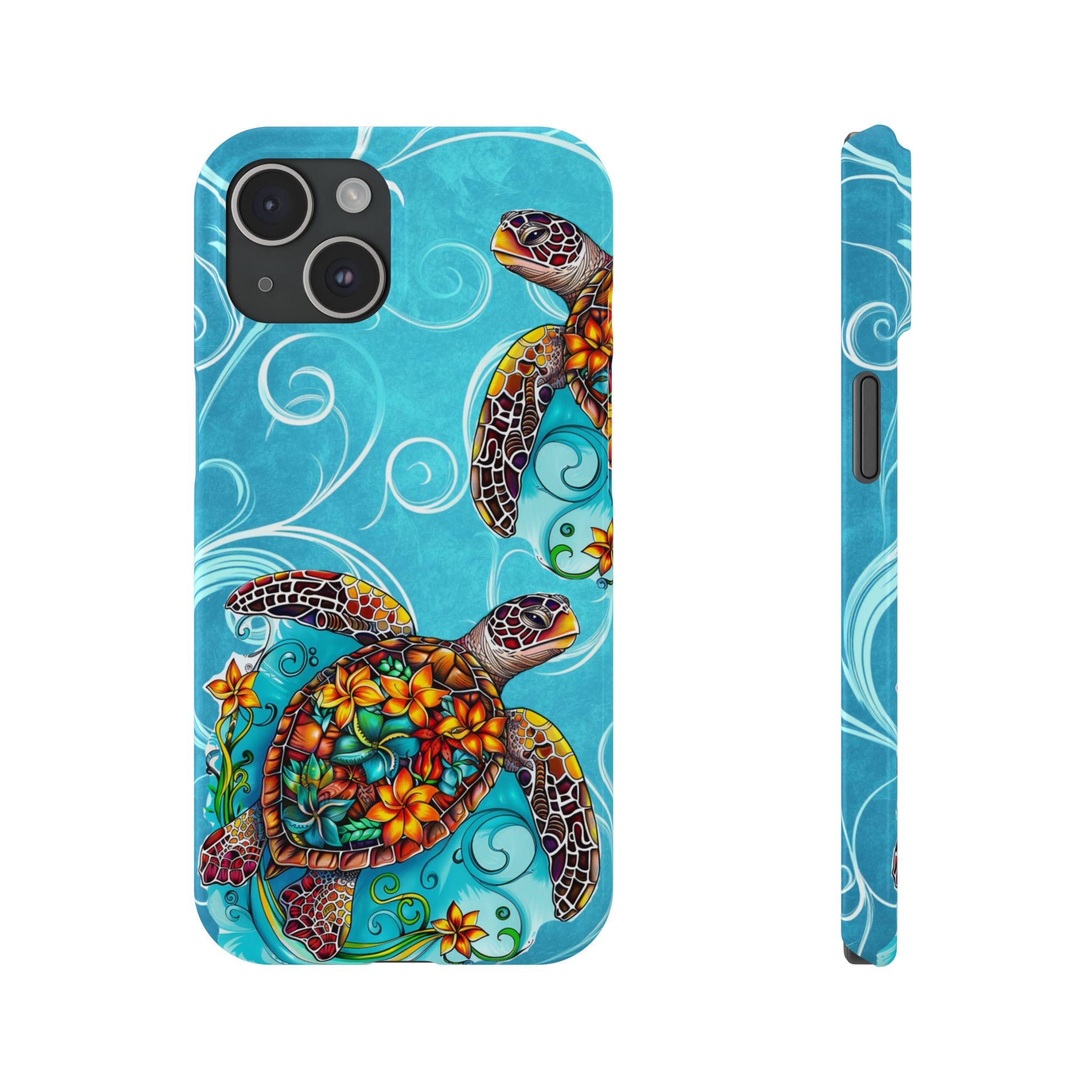 Polynesian Sea Turtle iPhone 15, iPhone 14 and iPhone 13 Phone Cases, save the Sea Turtles