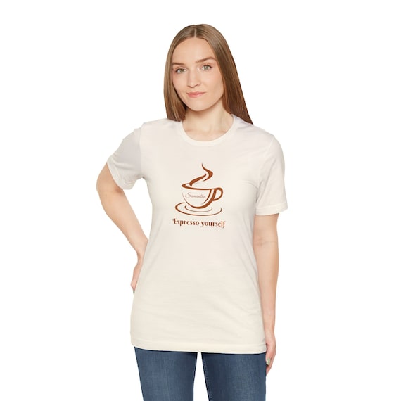 Personalized Espresso Yourself Coffee Cup T-shirt, Custom shirt with a coffee cup with your name on it!