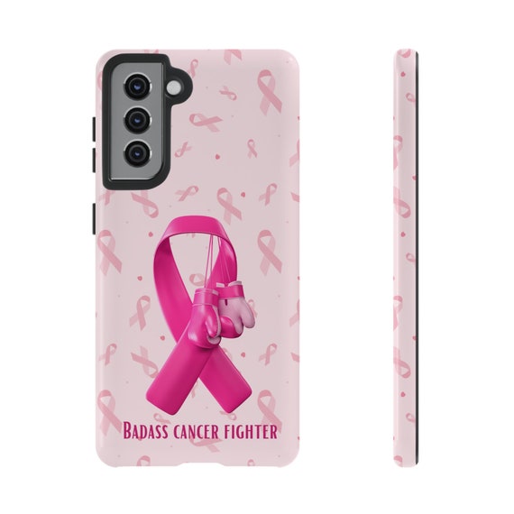 Badass Breast Cancer Fighter Samsung Galaxy Phone Cases S21, S22, S23, S24. Cancer Awareness, cancer fighter, cancer warrior, cancer gift