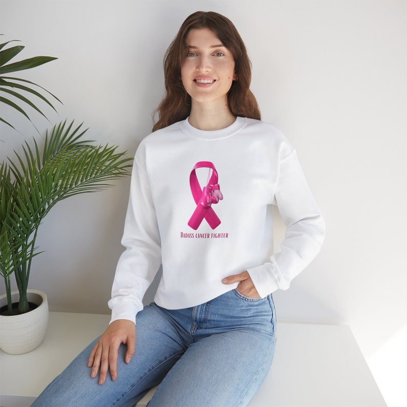 Badass Breast Cancer Fighter Sweatshirt. Cancer awareness image 1