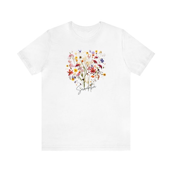 Personalized Boho Wildflower T-Shirt with your name in Script, Custom shirt, custom Wildflower shirt, boho wildflowers, floral shirt