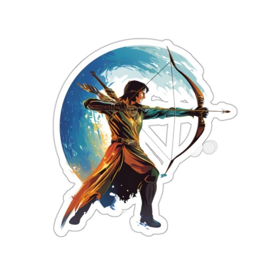 Elvin Archer Sticker with Transparent or White edges,  Knightcore, medieval, Fantasy, Flying Dragon, Elvin Archer sticker