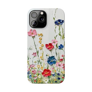 Amazing painting of Wildflowers on iPhone 13 Phone Cases, floral painting, floral image, wildflower painting, flower painting on iPhone image 1