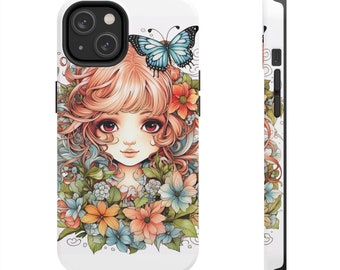 Fairy with Red Hair iPhone 14 Cases, Pretty Fairycore fairy in beautiful Flowercore colors