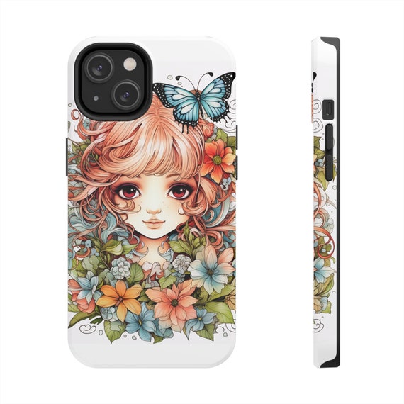 Fairy with Red Hair iPhone 14 Cases, Pretty Fairycore fairy in beautiful Flowercore colors