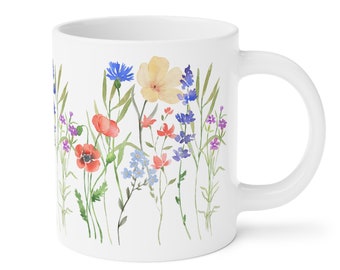 Boho Wildflowers Ceramic Mugs 15/20 oz Nature Shirt, Botanical Shirt, Garden Lover, wildflower, wildflowers, cottagecore, botanical