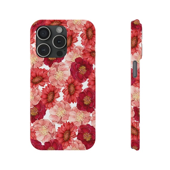 Red and Pink Flowers iPhone 15 Phone Cases