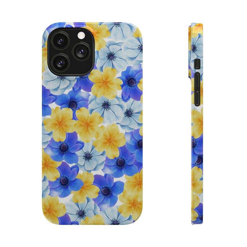 Blue and Yellow Flowers iPhone 13 Phone Cases image 3