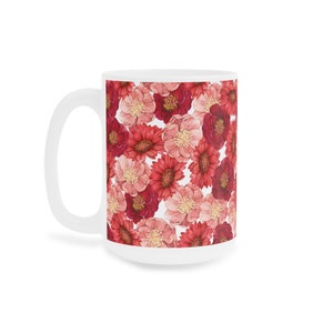 Red and Yellow Flowers Ceramic Mugs 15/20 oz image 5