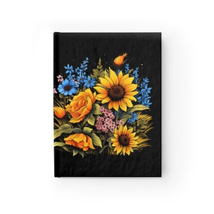 Vintage Sunflowers Blank Journal, sunflowers, botanical, sunflower lover, boho sunflowers, cottagecore, vintage floral , floral graphic image 1