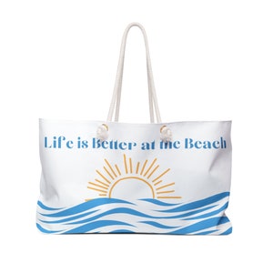 Life is Better at Beach Oversized Tote with Rope Handle image 1