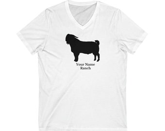 Personalized Boer goat Shirt V-Neck, Boer goats, Perfect Custom shirt for Boer Goat rancher, Boer Goat Lover, Ranch Decor, Show Goat