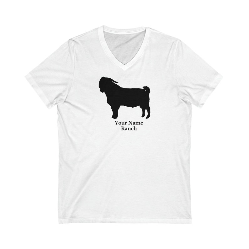 Personalized Boer goat Shirt V-Neck, Boer goats, Perfect Custom shirt for Boer Goat rancher, Boer Goat Lover, Ranch Decor, Show Goat image 1
