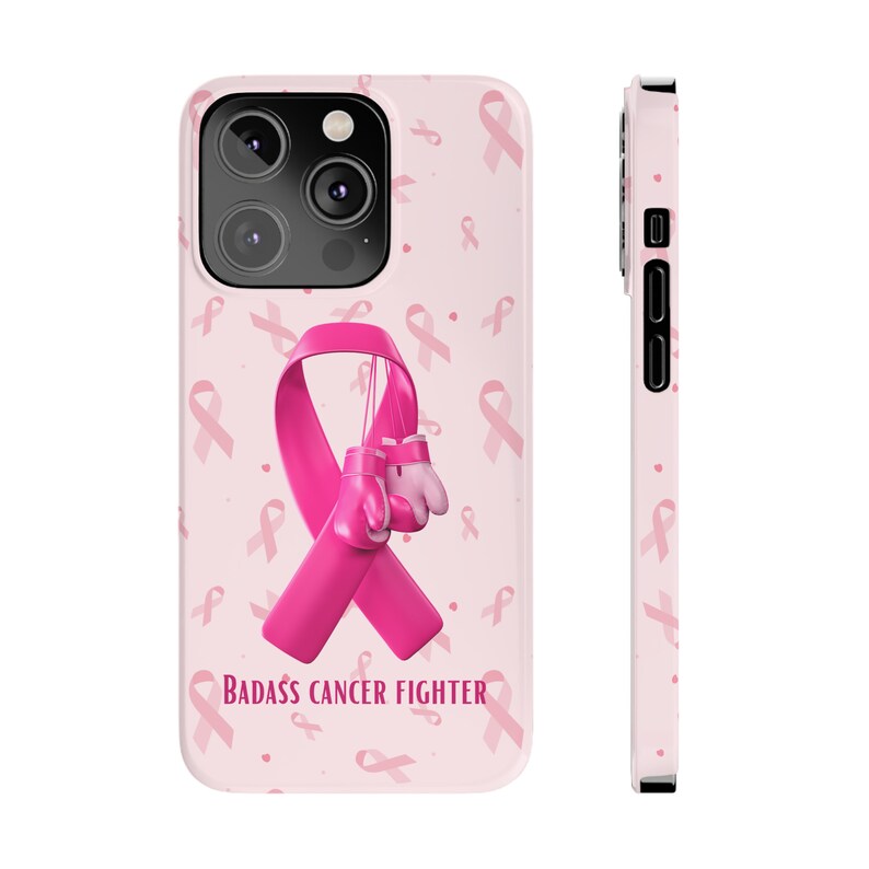 Badass Breast Cancer Fighter iPhone 14 Phone Cases, cancer fighter, cancer warrior, cancer encouragement, cancer gift image 5