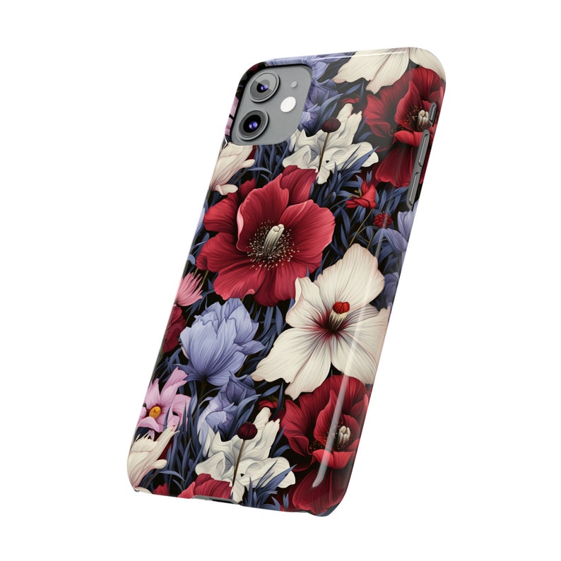 Red and Blue Flowers iPhone 11 Phone Cases image 5