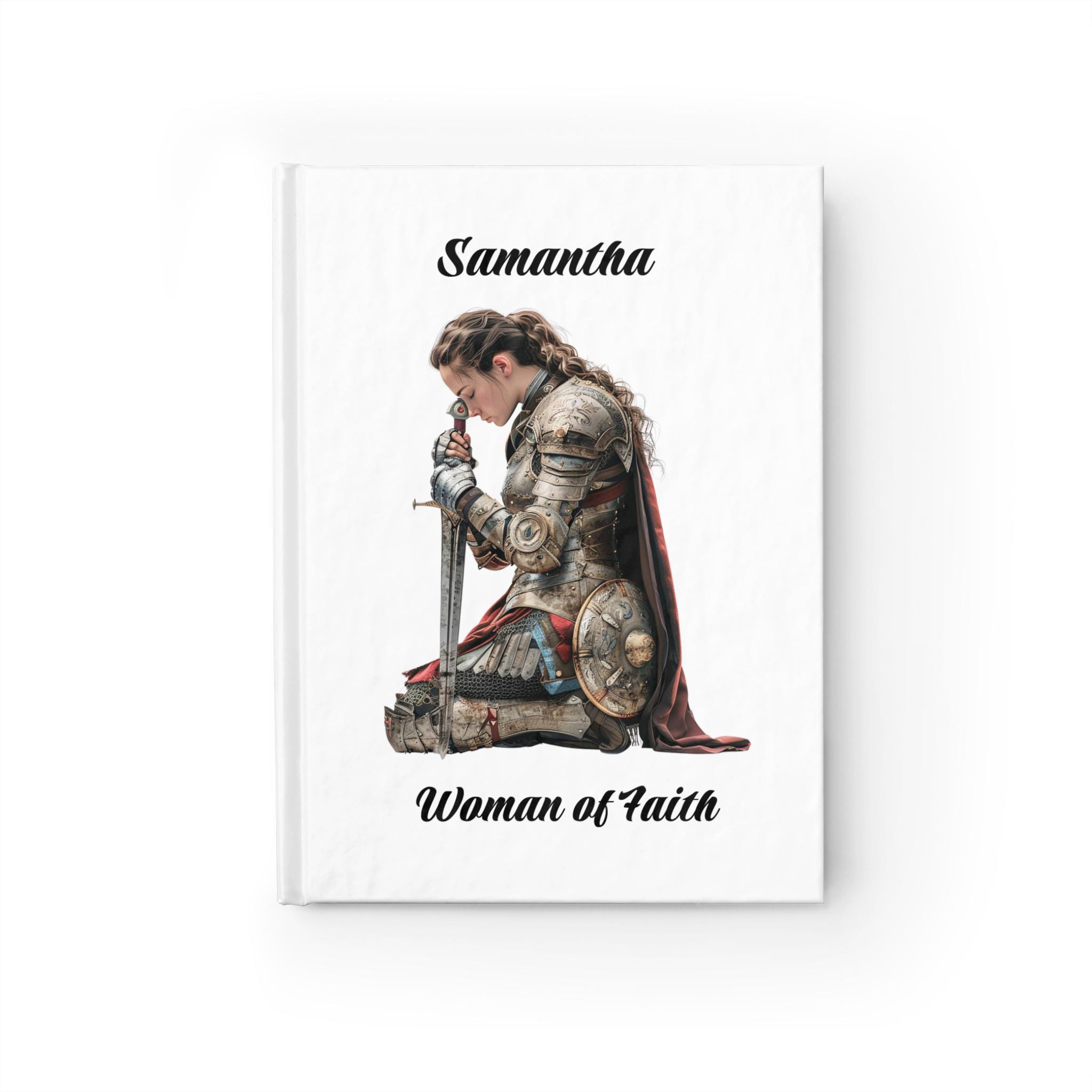 Woman of Faith Warrior Personalized Blank Journal, Prayer Warrior, Armor of God, Warrior of Faith, Christian Woman Notebook