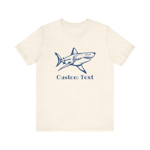 Custom Text Great White Shark T-Shirt print on the front, Shark Shirt, Great White Shark Shirt, Shark Gift, Great White Shark Drawing image 4