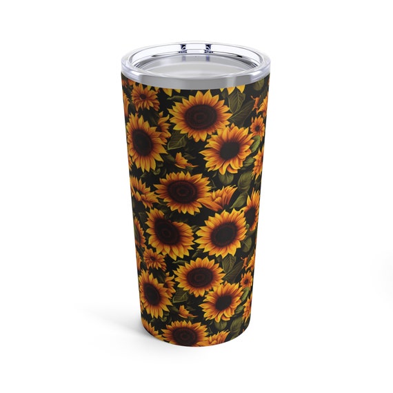 Boho Sunflowers Tumbler 20oz, Insulated coffee cup for your favorite Sunflower lover!