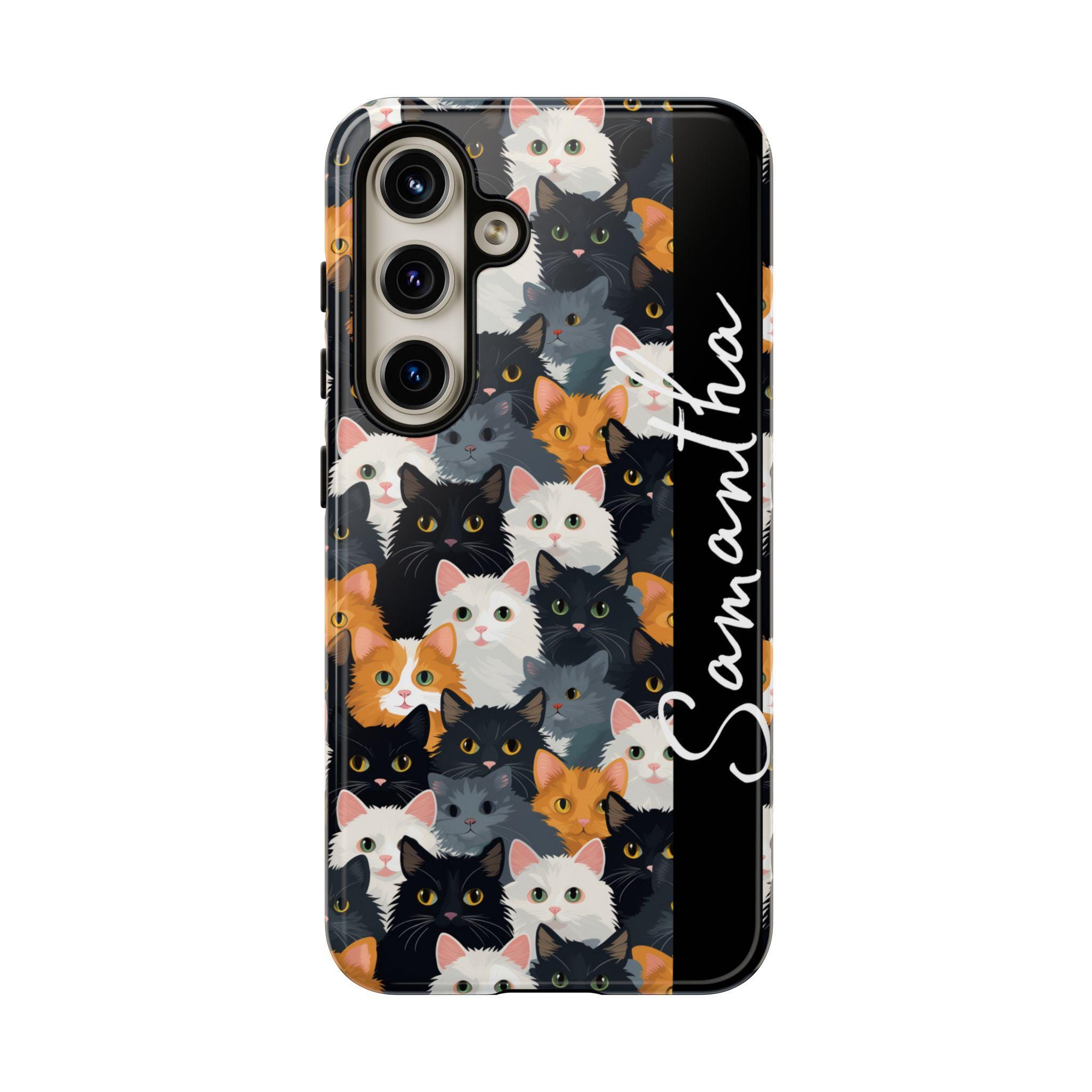 Personalized Cute Cats Samsung Galaxy S25, S24, S23, S22, S21 phone case. Custom Samsung Case with Cute Cats  and Kittens
