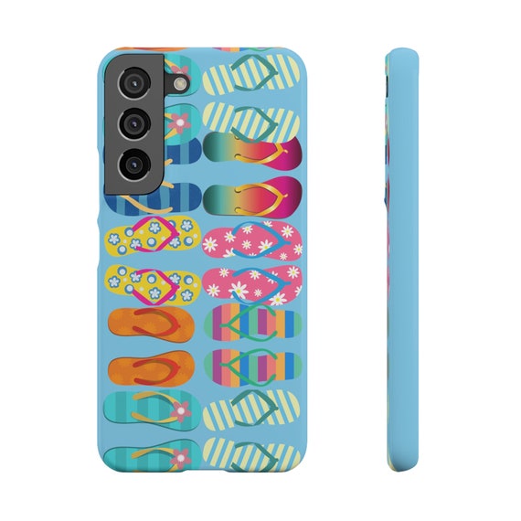 Flip Flops on Blue Samsung Galaxy S20, S21, S22 phone case. This phone case is perfect for beach lovers, Moms, Dads, friends - anyone!