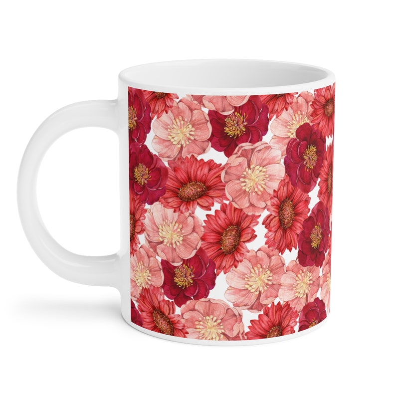 Red and Yellow Flowers Ceramic Mugs 15/20 oz image 2