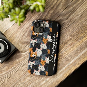 Personalized Cute cats iPhone 15 Phone Cases. These cats and kittens are the Perfect custom gift for your favorite cat lover image 8