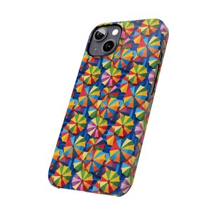 Umbrellas on iPhone 13 Phone Cases. Beach Umbrella, Umbrellas in a cool retro effect image 8