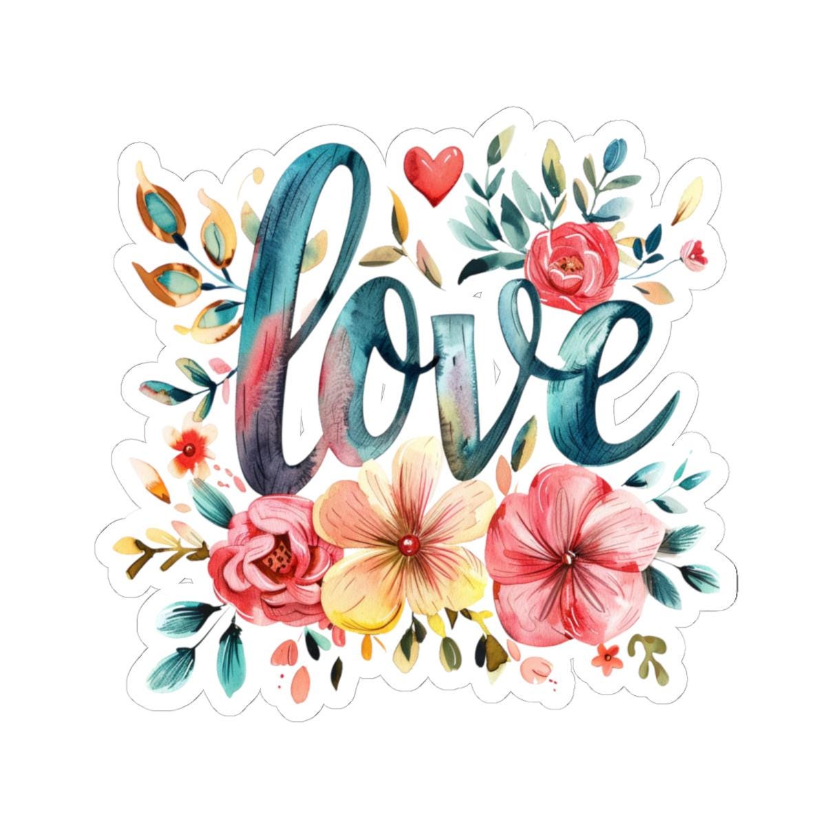 Love with Flowers Sticker with Transparent or White Edges. Add this amazing Love with Flowers Sticker to your bottle, computer or books!