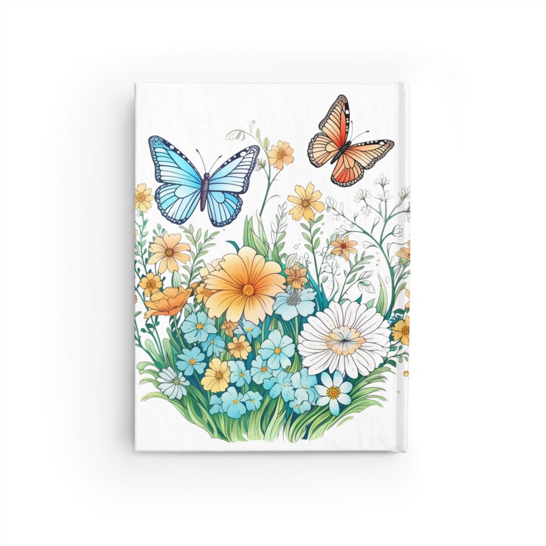 Wildflowers and Butterflies Blank Journal, Beautiful flowers and Butterflies in flowercore colors. Cottagecore, fairycore image 2