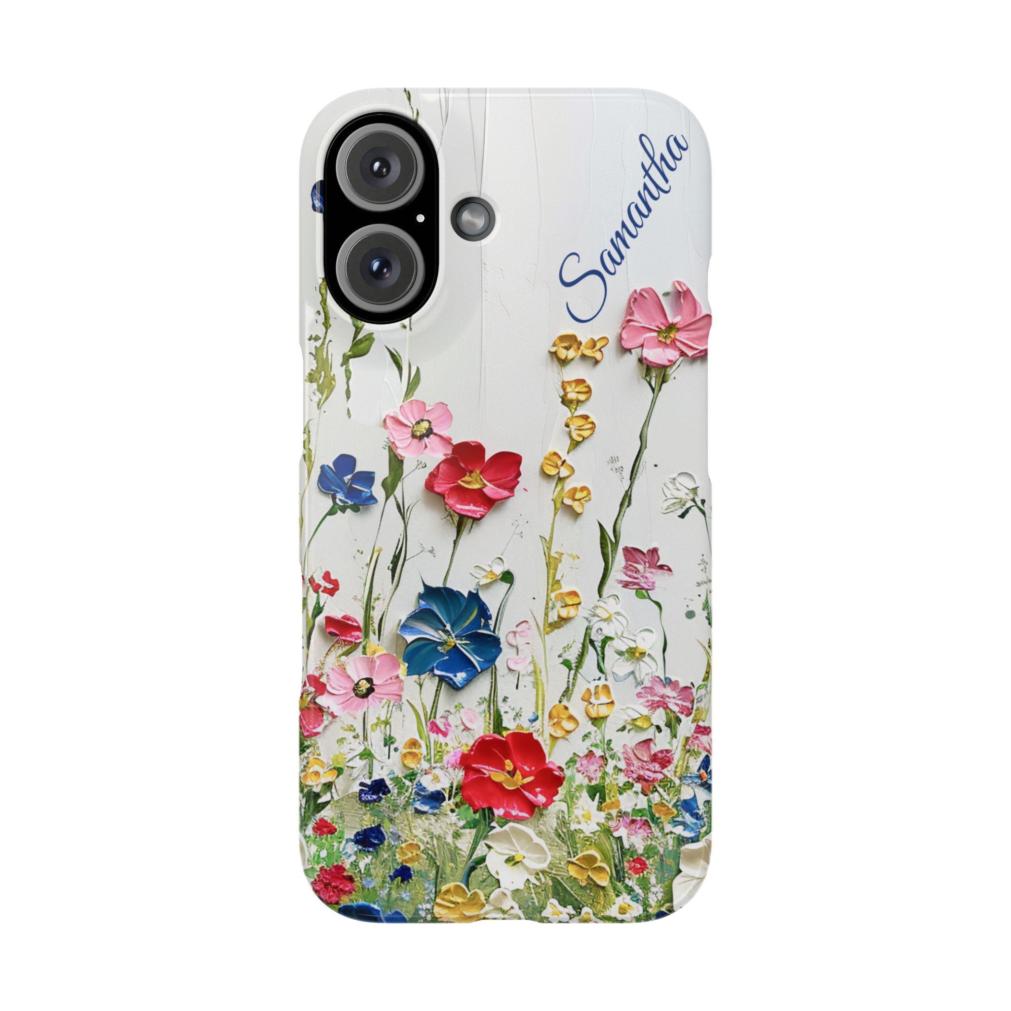 Personalized Amazing painting of Wildflowers on iPhone 16, iPhone 15, iPhone 14, iPhone 13, iPhone 12 Cases, floral, acrylic wildflowers