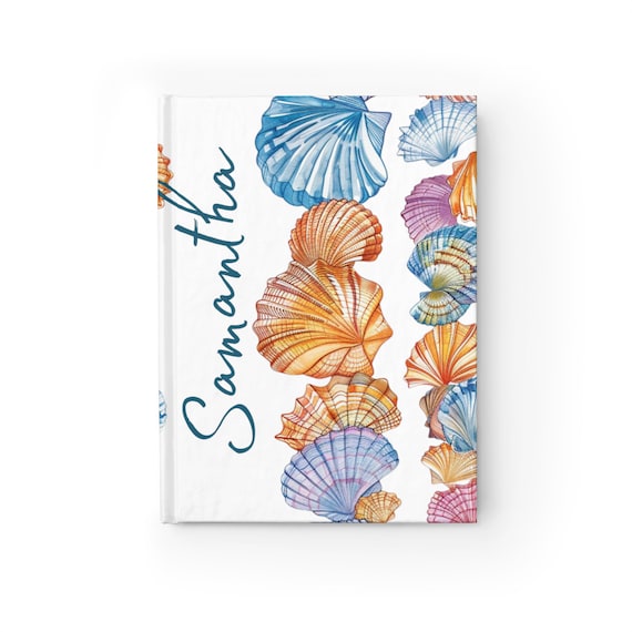 Personalized Seashell Blank Journal, Amazing Retro Seashells all over for a great journal. Perfect gift for your favorite beach lover