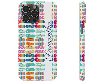 Personalized Just Flip Flops iPhone 15 Phone Cases, Add your name to make this the perfect custom iPhone case! Personalized iPhone 15 case