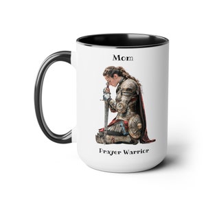 Prayer Warrior MOM Coffee Cup 15 Oz, Gift for Christian Mom, Prayer Warrior, Armor of God, Warrior of Faith, Christian Woman image 7