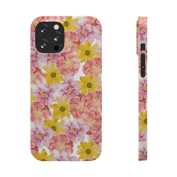 Pink and Yellow Flowers iPhone 12 Phone Cases