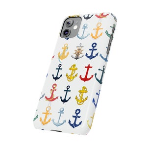 Anchors iPhone 11 Phone Cases, Brightly Colored Anchors for your Sailing and Boating Enthusiast image 3