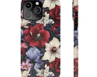Red and Blue Flowers iPhone 14 Phone Cases