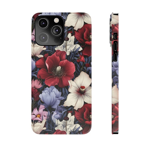 Red and Blue Flowers iPhone 14 Phone Cases