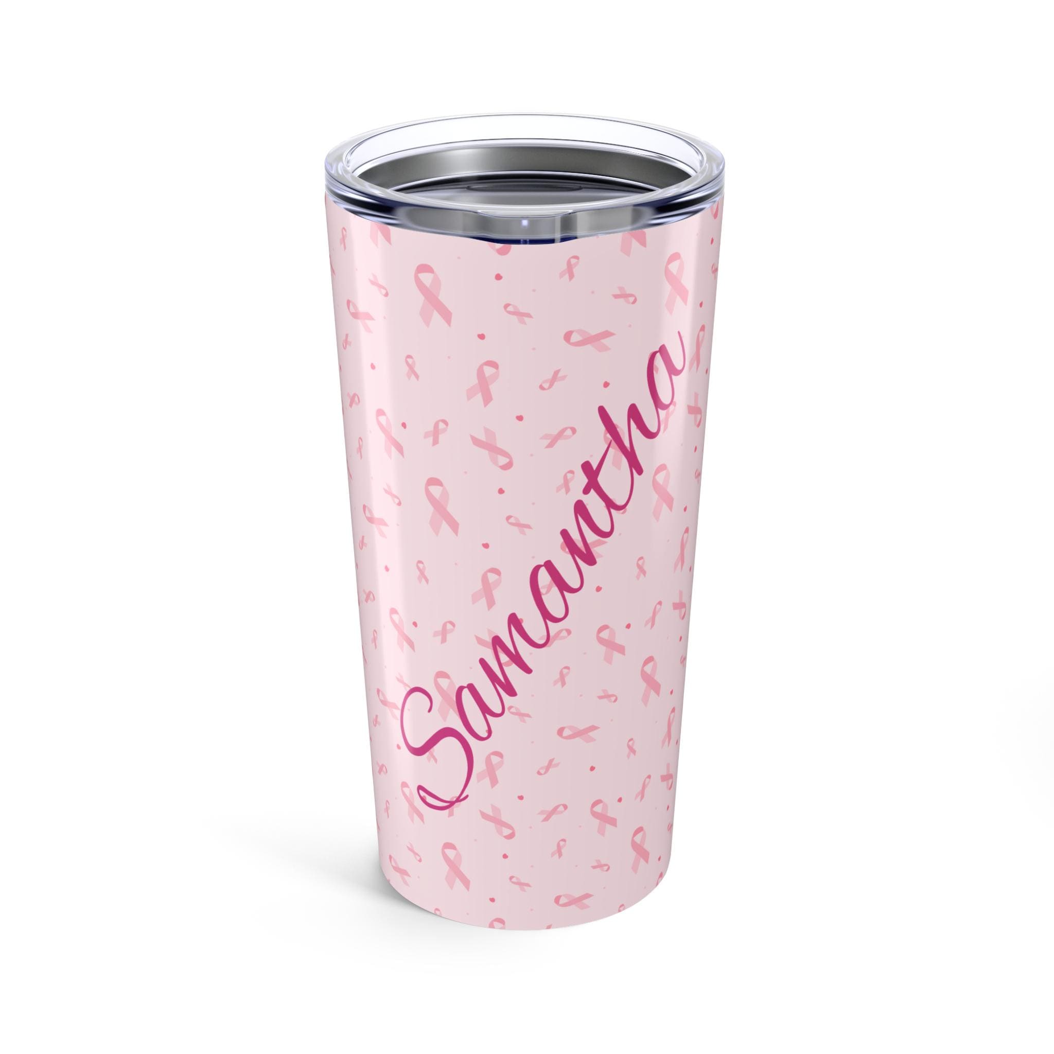 Personalized Breast Cancer Tumbler Travel Mug 20oz. Personalize this Insulated coffee cup for yourself or your favorite cancer warrior