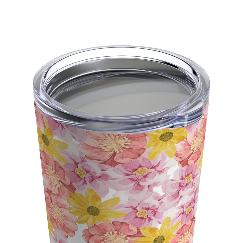 Pink and Yellow Flowers Tumbler 20oz image 3