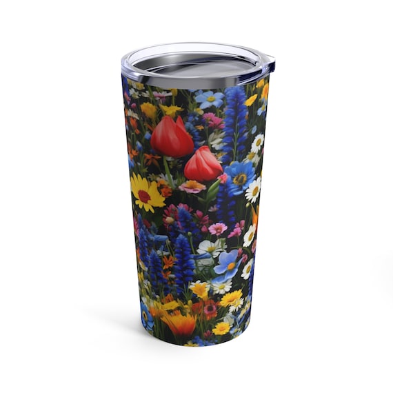 Colorful Wildflowers Tumbler 20oz, wildflower, wildflowers, cottagecore, botanical, gardener gift, vintage wildflowers, boho wildflowers