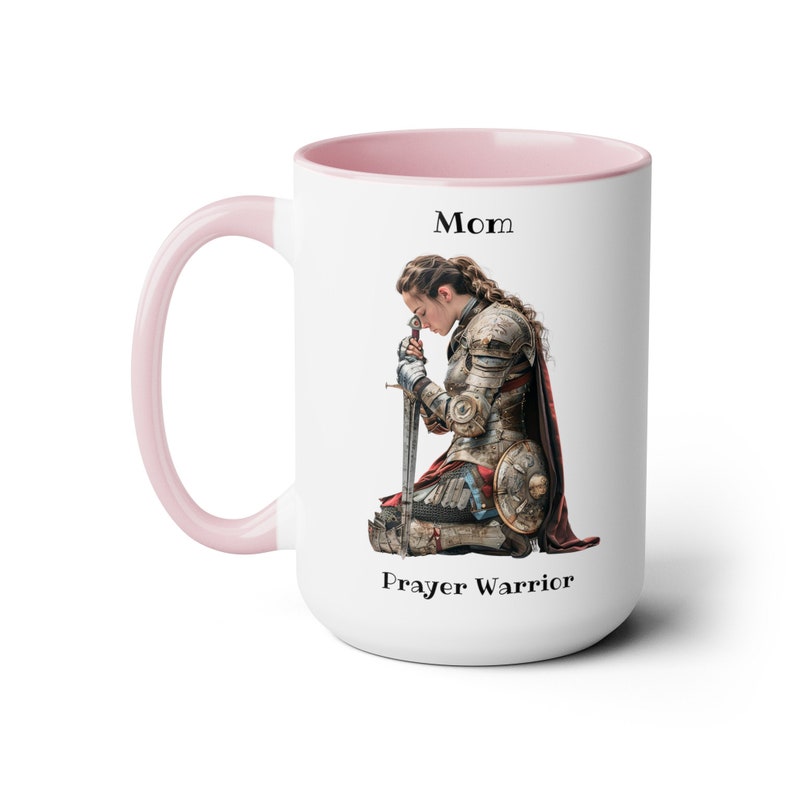 Prayer Warrior MOM Coffee Cup 15 Oz, Gift for Christian Mom, Prayer Warrior, Armor of God, Warrior of Faith, Christian Woman image 9