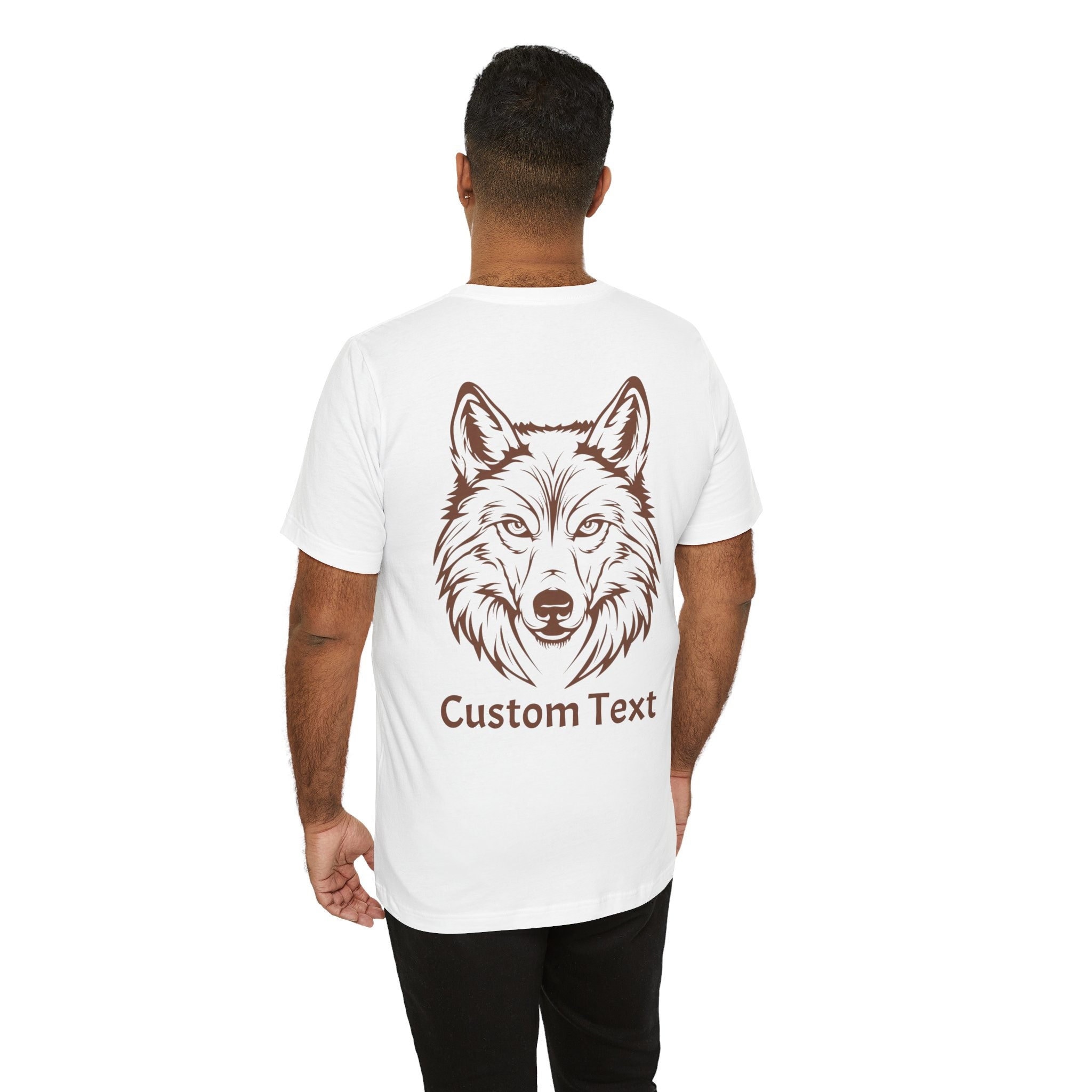 Custom Text Wolf T-Shirt Image on the Back, Wolf Shirt, Wolf Shirt, Wolf Gift, Wolf Drawing