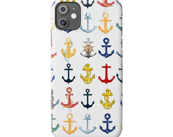 Anchors iPhone 11 Phone Cases, Brightly Colored Anchors for your Sailing and Boating Enthusiast
