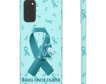 Badass Ovarian Cancer Fighter Samsung Phone Cases S20-S22. Cancer Awareness, cancer fighter, cancer warrior, cancer gift