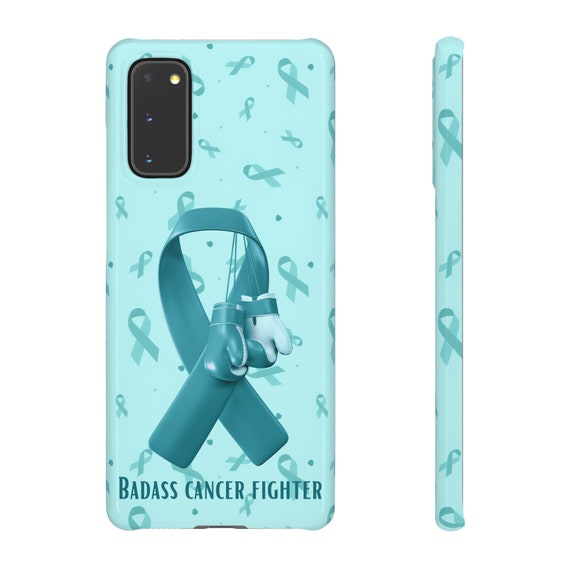 Badass Ovarian Cancer Fighter Samsung Galaxy S21, S22, S23 phone case. Cancer Awareness, cancer fighter, cancer warrior, cancer gift