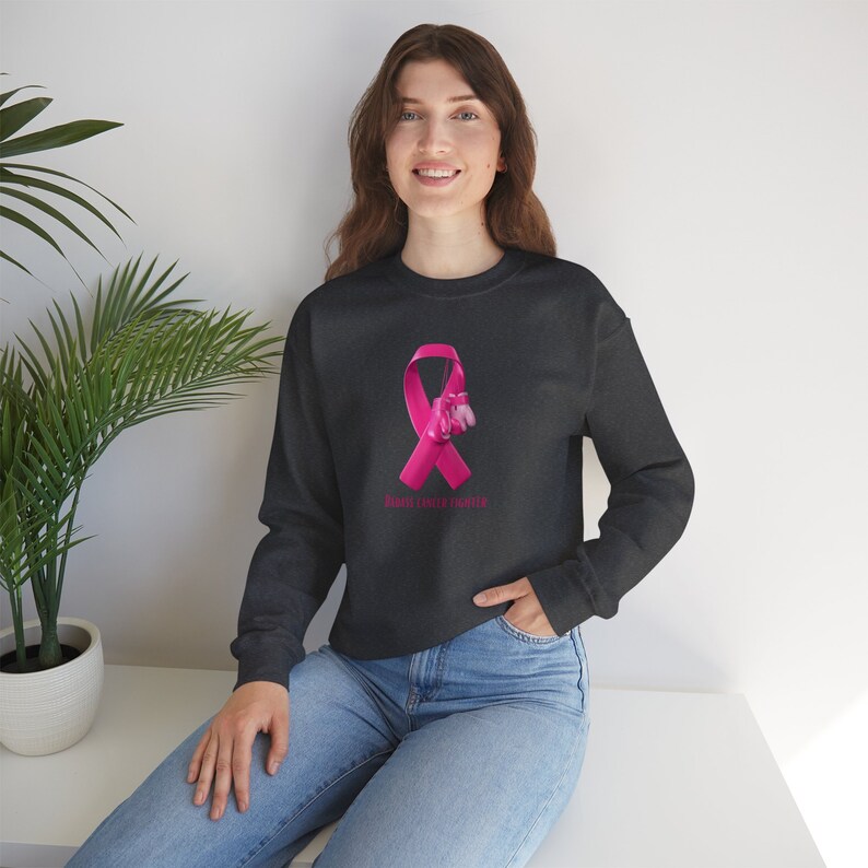 Badass Breast Cancer Fighter Sweatshirt. Cancer awareness image 4